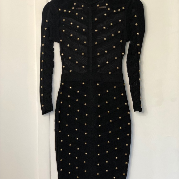 Black studded body con dress - Picture 2 of 6